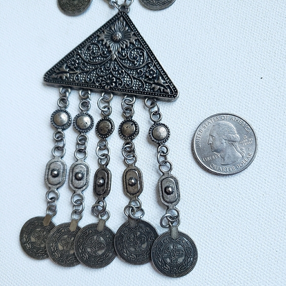 Tribal Coin Tassel Statement Necklace - Picture 5 of 14